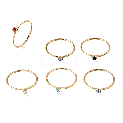 304 Stainless Steel Rhinestone Finger Rings for Women SA-CBAB767-26A-G-1