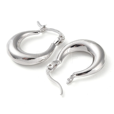 Rhodium Plated 925 Sterling Silver Chunky Hoop Earrings EJEW-K258-01B-P-1