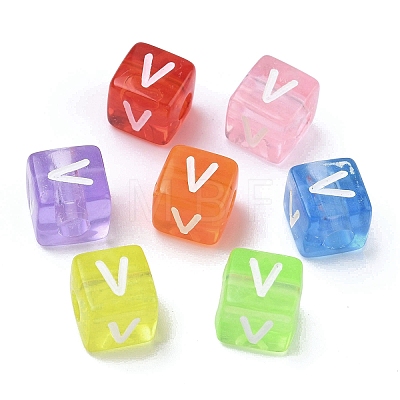 Spray Painted Transparent Acrylic Beads MACR-K365-07V-1