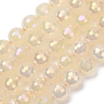 Electroplated Natural Agate Beads Strands G-B191-A07-10mm-02-1