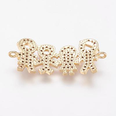 Brass Micro Pave Cubic Zirconia Links ZIRC-G103-11G-1