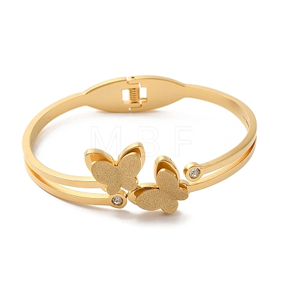 Adjustable Butterfly Vacuum Plating 304 Stainless Steel Bangles for Women BJEW-F474-13G-1