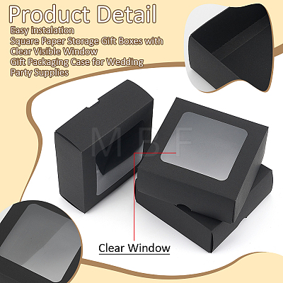 Square Paper Storage Gift Boxes with Clear Visible Window CON-WH0095-64B-1