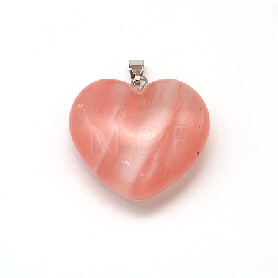 Heart Natural & Synthetic Mixed Stone Pendants G-Q355-M-1