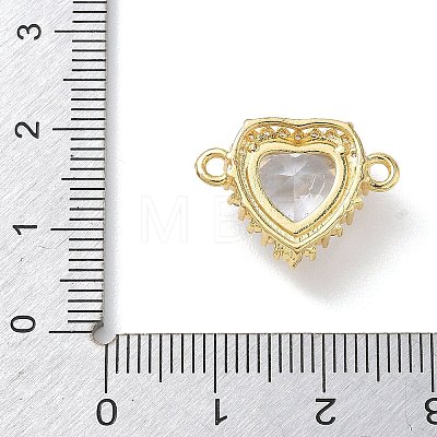 Brass Micro Pave Cubic Zirconia with Glass Heart Links Connector Charms KK-L268-017G-1