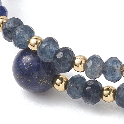 Dyed Natural Malaysia Jade & Brass Beaded Bangles for Women BJEW-JB13343-03-1