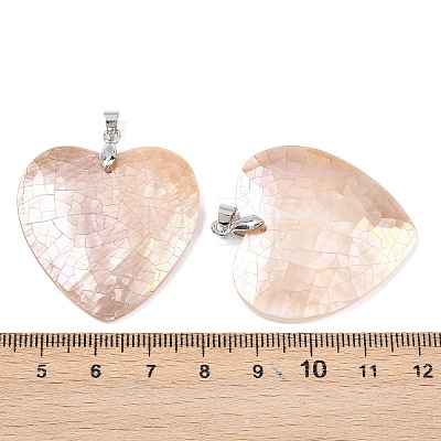 Natural Pink Shell Heart Pendants KK-C135-09B-1