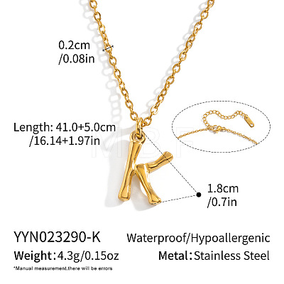 304 Stainless Steel Bamboo Initial Pendant Necklaces for Men Women WM4386-8-1