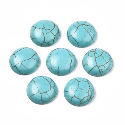 Craft Findings Dyed Synthetic Turquoise Gemstone Flat Back Dome Cabochons TURQ-S266-20mm-01-1