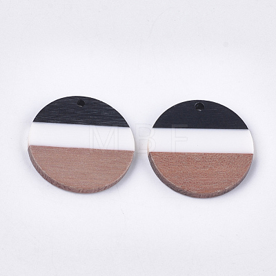 Tri-color Resin & Walnut Wood Pendants RESI-S358-78D-1