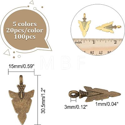 100Pcs 5 Colors Alloy Pendants FIND-CA0005-26-1