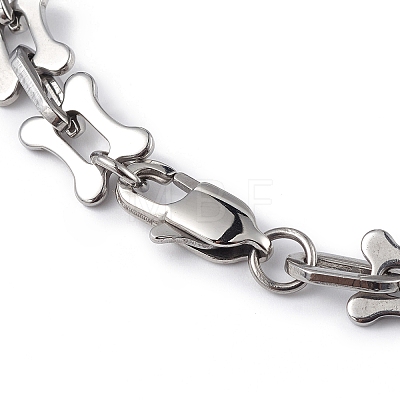 304 Stainless Steel Dog Bone & Oval Link Chain Bracelet for Women BJEW-G669-22P-1