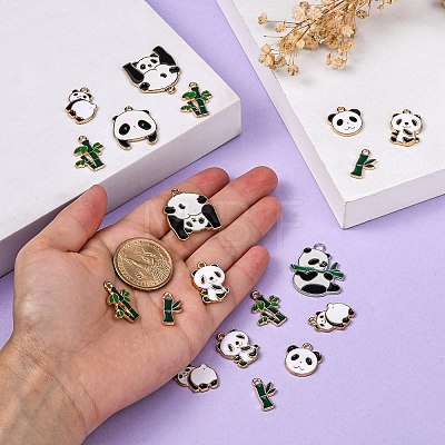 32Pcs 8 Style Alloy Enamel Pendants ENAM-SZ0002-54-1