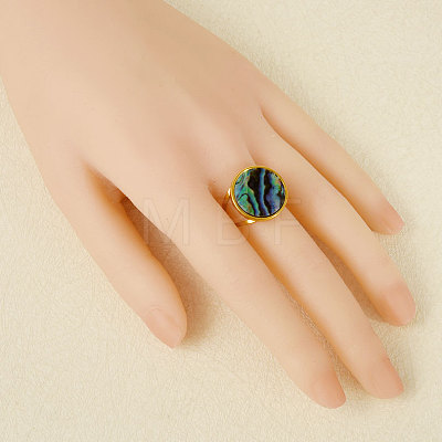 304 Stainless Steel with Natural Shell Cuff Open Rings for Women GL7761-4-1