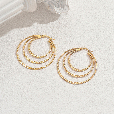 Stainless Steel Triple Hoop Earrings ZM0162-1