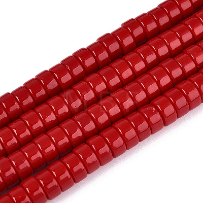 Opaque Solid Color Glass Beads Strands X-GLAA-N026-4x8mm-06-1