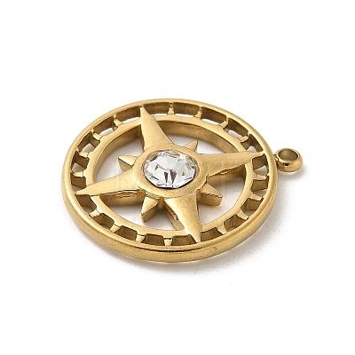 304 Stainless Steel Rhinestone Pendants STAS-I322-33G-04-1