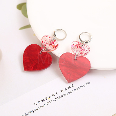 Valentine's Day Iron Acrylic Leverback Earrings WGDAD85-01-1
