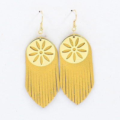 Bohemian Alloy & Sheepskin Tassel Dangle Earrings FS-WG1C262-04-1