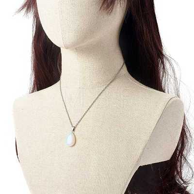 Natural Mixed Stone Pendant Necklaces and Asymmetrical Hoop Earrings Jewelry Sets SJEW-JS01212-1