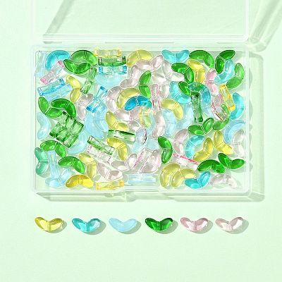 200Pcs Spray Painted Transparent Glass Beads GLAA-FS0002-54A-1