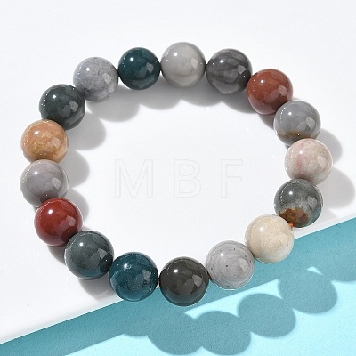 Natural Alashan Agate Round Beads Stretch Bracelets for Women BJEW-Z158-03M-02-1