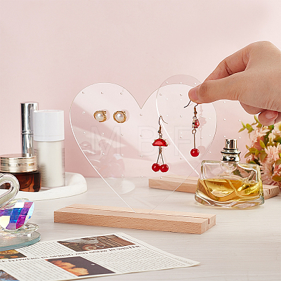 Transparent Heart Acrylic Earring Display Stands EDIS-WH0016-030-1