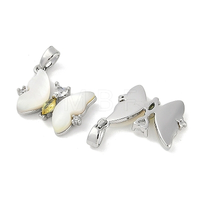 Natural White Shell Butterfly Pendants KK-U043-26P-1