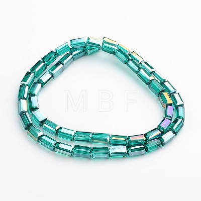 AB Color Plated Faceted Cuboid Electroplate Glass Beads Strands EGLA-F109-A06-1