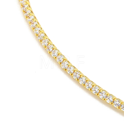 Rack Plating Brass Pave Clear Cubic Zirconia Round Ball Choker Necklaces NJEW-A031-02-01G-1