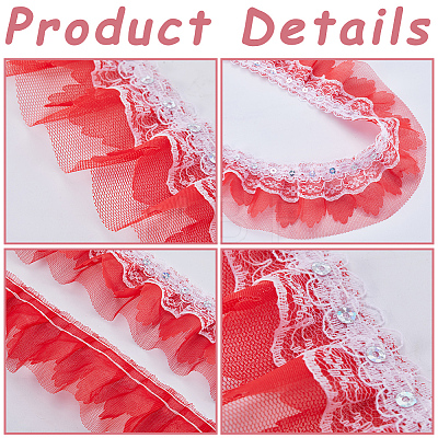 Gorgecraft 10M Polyester Flower Lace Ribbon with Paillettes OCOR-GF0003-34A-1