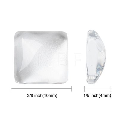 Transparent Clear Glass Square Cabochons GGLA-A001-10mm-1