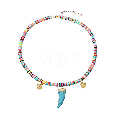 Handmade Polymer Clay Heishi Beads Pendant Necklaces X1-NJEW-JN02820-1