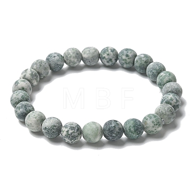 Natural Green Spot Jasper Bead Stretch Bracelets X-BJEW-K212-B-017-1