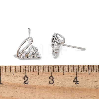 Brass Clear Cubic Zirconia Stud Earrings EJEW-Q014-10P-1