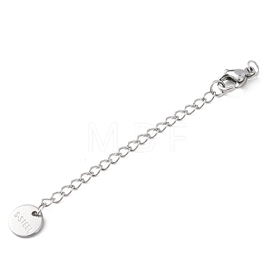 304 Stainless Steel Chain Extender with Flat Round Charms STAS-G383-04P-1