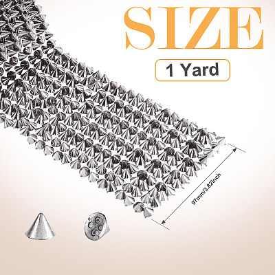 1 Yard 12-Row Resin Spike Stud Cone Flatback Punk Rock Trim Mesh Bead Craft FIND-TA0006-73A-1
