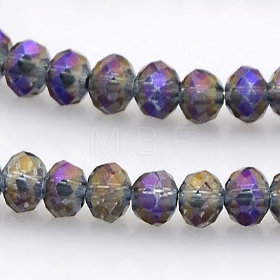Full Rainbow Plated Faceted Rondelle  Glass Beads Strands GLAA-A024B-FR04-1