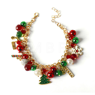 Christmas Alloy Enamel Charm Bracelets FS-WGFB03E-04-1