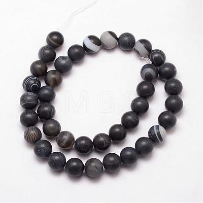 Natural Striped Agate/Banded Agate Bead Strands G-K166-12-6mm-03-1