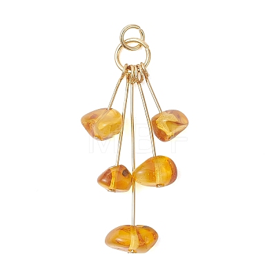 Natural Amber Chip Dangling Pendants PALLOY-JF05183-1