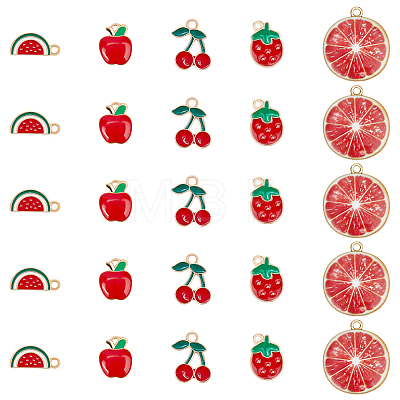 50Pcs 5 Styles Alloy Enamel Pendants ENAM-SC0005-65-1