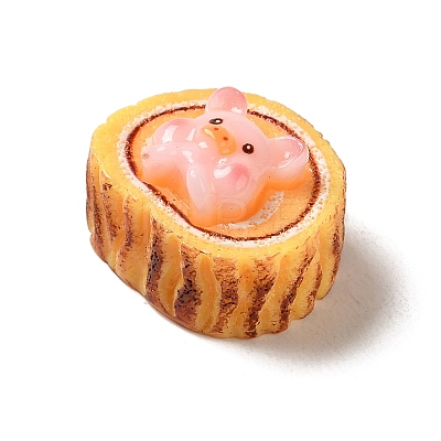 Cute Pig Theme Resin Imitation Food Decoden Cabochons RESI-U0003-02D-1