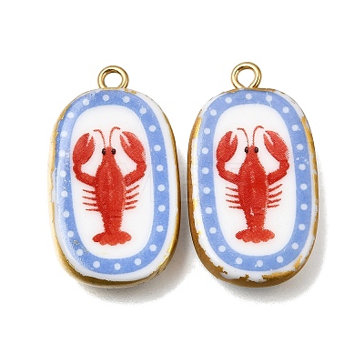 Fruit & Floral & Animals Printed Handmade Porcelain Pendants STAS-Z207-01G-05-1