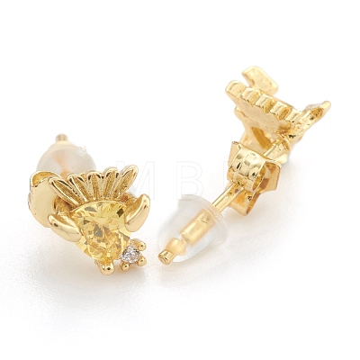 Brass Cubic Zirconia Stud Earring EJEW-O106-02G-1