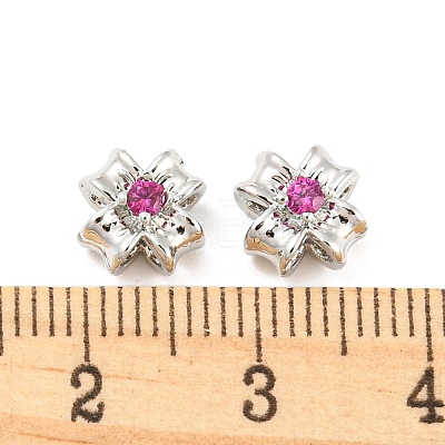 Rack Plating Brass Micro Pave Cubic Zirconia Beads ZIRC-F140-5-1