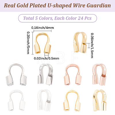 120Pcs 5 Colors Brass Wire Guardian KK-BBC0028-57A-1