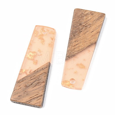 Transparent Resin & Walnut Wood Pendants RESI-S389-040A-B04-1