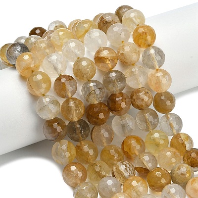 Grade A Natural Yellow Hematoid Quartz Beads Strands G-L642-F04-12mm-1