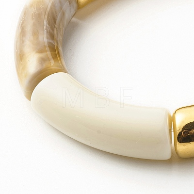 Chunky Curved Tube Beads Stretch Bracelet BJEW-JB06685-03-1